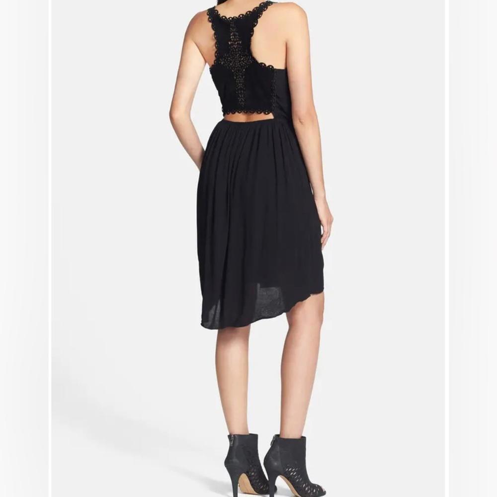 Black Swan Black High-Low Racerback Cutout Dress with Laser-cut Suede Back Large